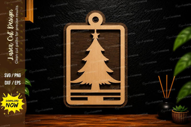 Rectangle Christmas Ornament Laser Cut SVG Design SVG Regulrcrative 