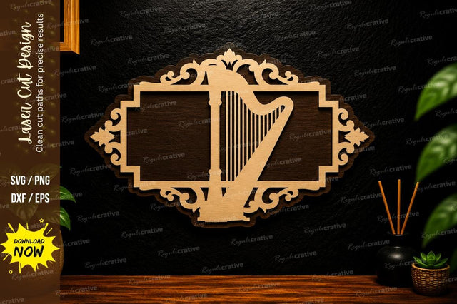 Rectangle Harp Frame Laser Cut SVG Design SVG Regulrcrative 