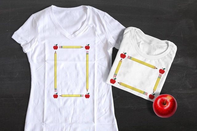 Rectangle Pencil and Apple Frame Embroidery Embroidery/Applique DESIGNS Designed by Geeks 