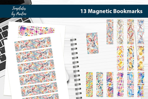 Rectangular Easter Printable Magnetic Bookmark Bundle SVG Templates by Pauline 