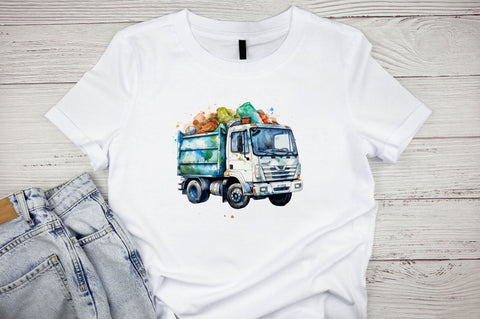 Recycling Truck Watercolor Clipart Bundle Sublimation Designangry 