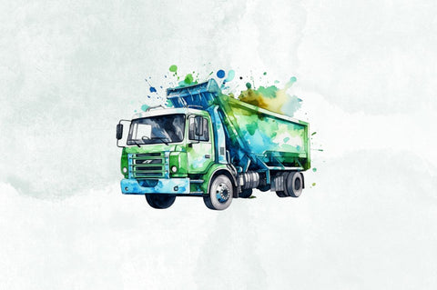 Recycling Truck Watercolor Clipart Bundle Sublimation Designangry 