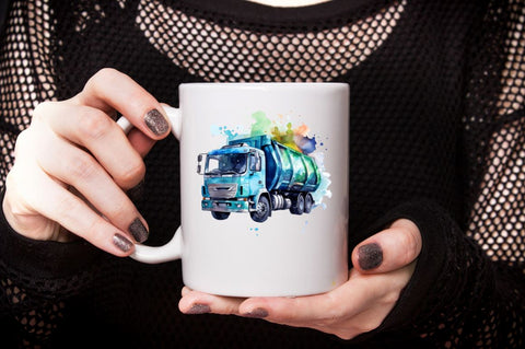 Recycling Truck Watercolor Clipart Bundle Sublimation Designangry 