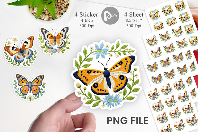 Red Admiral Butterfly Sticker Sublimation artnoy 