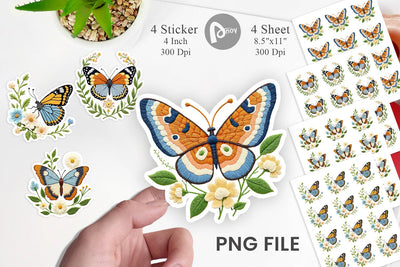 Red Admiral Butterfly Sticker Sublimation artnoy 