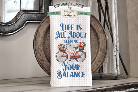 Red and Blue Bicycles Sublimation Designs for Kitchen Towels Sublimation Ewe-N-Me Designs 