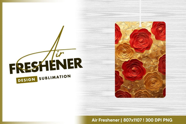 Red and Gold Paper Roses on Textured Gold Background Sublimation Regulrcrative 