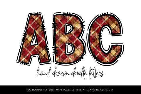 Red and Gold Plaid Alphabet PNG Letters Sublimation BijouBay 