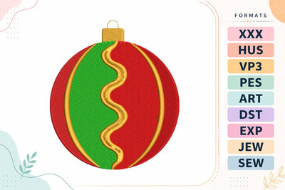 Red and Green Christmas Ornament with Gold Trim Embroidery Design Embroidery/Applique DESIGNS sg embroidery 