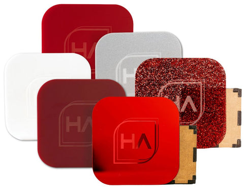 Red and White Acrylic Team Bundle | 6 1/8" 12 x 19 Sheets Physical Houston Acrylic 