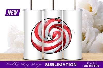 Red And White Candy With Cherry Tumbler Png Sublimation Regulrcrative 