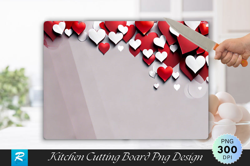 Red And White Heart Background Cutting Board Sublimation Regulrcrative 