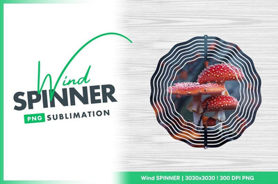 Red and White Spotted Mushrooms Growing in a Forest with Autumn Leaves Sublimation Regulrcrative 