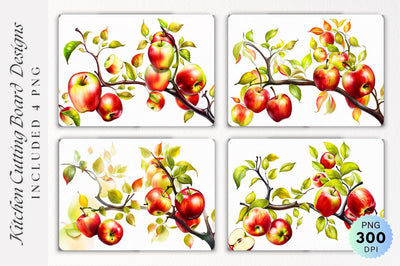 Red Apples Glass Cutting Board PNG Design Sublimation Regulrcrative 