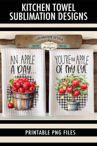 Red Apples Sublimation Kitchen Dish Towel Designs Sublimation Ewe-N-Me Designs 