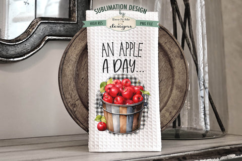 Red Apples Sublimation Kitchen Dish Towel Designs Sublimation Ewe-N-Me Designs 