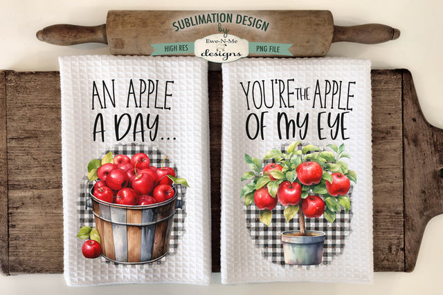 Red Apples Sublimation Kitchen Dish Towel Designs Sublimation Ewe-N-Me Designs 