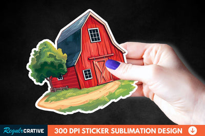 Red Barn Sticker Clipart Sublimation Regulrcrative 
