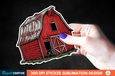 Red Barn Sticker Clipart Sublimation Regulrcrative 