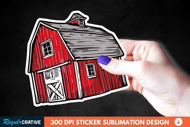 Red Barn Sticker Clipart Sublimation Regulrcrative 