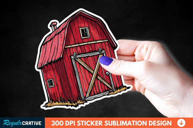 Red Barn Sticker Clipart Sublimation Regulrcrative 