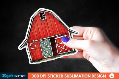 Red Barn Sticker Clipart Sublimation Regulrcrative 