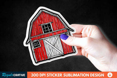 Red Barn Sticker Clipart Sublimation Regulrcrative 