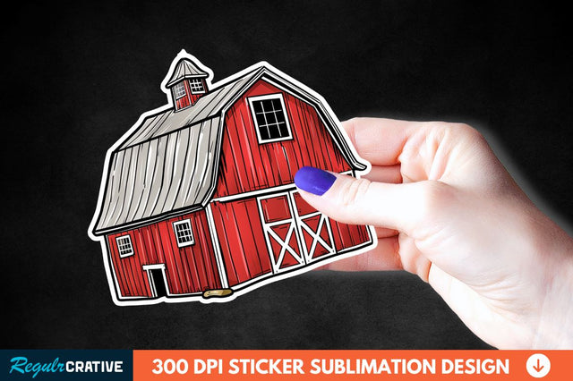 Red Barn Sticker Clipart Sublimation Regulrcrative 