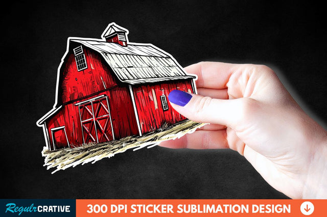 Red Barn Sticker Clipart Sublimation Regulrcrative 