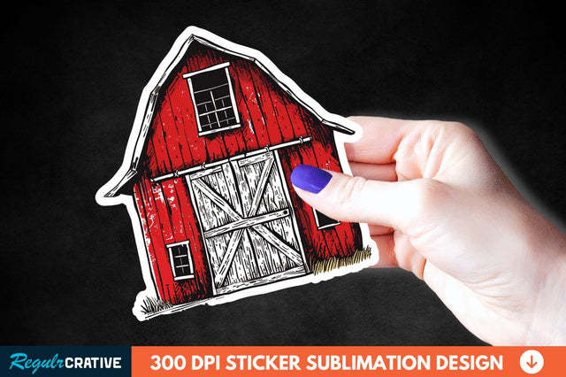 Red Barn Sticker Clipart Sublimation Regulrcrative 