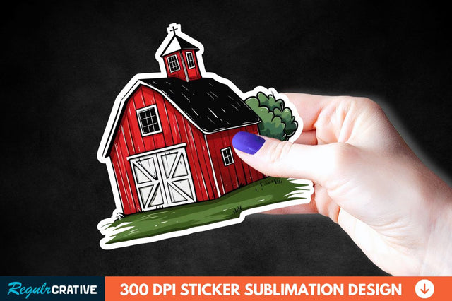 Red Barn Sticker Clipart Sublimation Regulrcrative 
