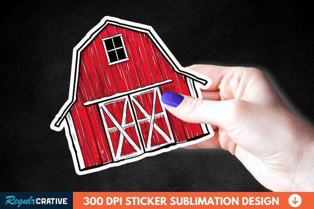 Red Barn Sticker Clipart Sublimation Regulrcrative 
