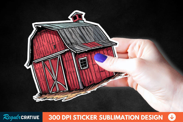 Red Barn Sticker Clipart Sublimation Regulrcrative 