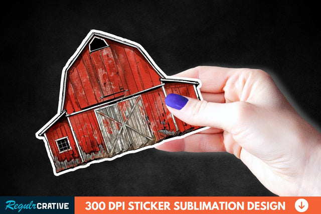 Red Barn Sticker Clipart Sublimation Regulrcrative 