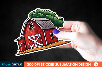 Red Barn Sticker Clipart Sublimation Regulrcrative 