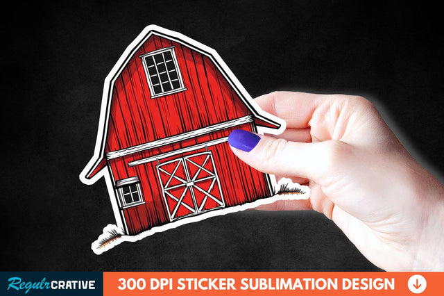Red Barn Sticker Clipart Sublimation Regulrcrative 
