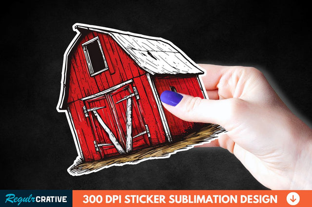 Red Barn Sticker Clipart Sublimation Regulrcrative 