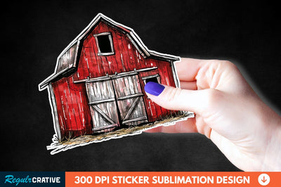 Red Barn Sticker Clipart Sublimation Regulrcrative 