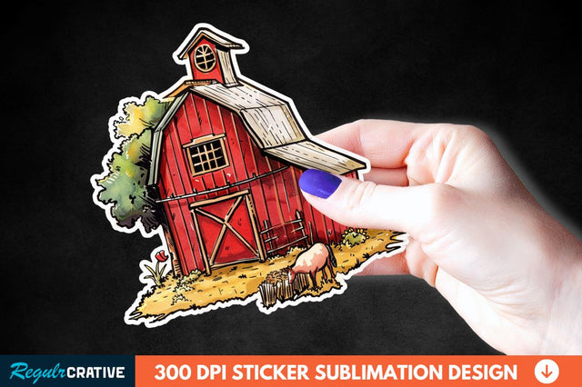 Red Barn Sticker Clipart Sublimation Regulrcrative 