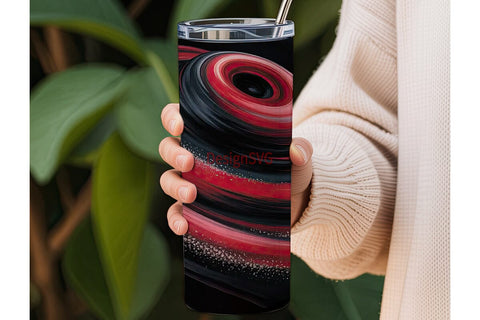 Red & Black Abstract 20oz Tumbler Wrap Sublimation DesignSVG 