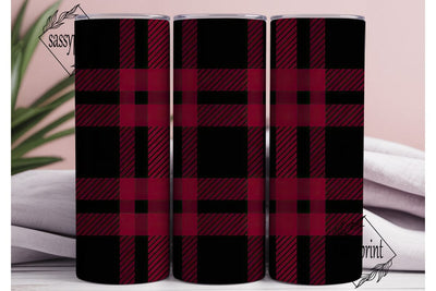Red Black Buffalo Plaid Tumbler Wrap PNG Sublimation sassyprint 