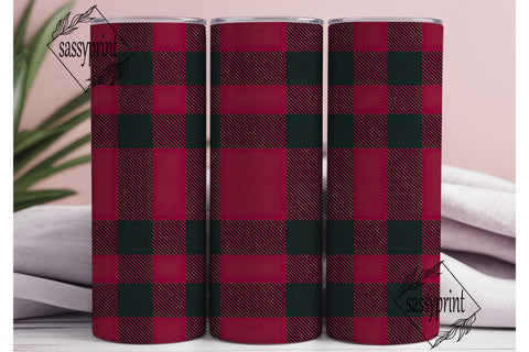 Red Black Buffalo Plaid Tumbler Wrap PNG Sublimation sassyprint 