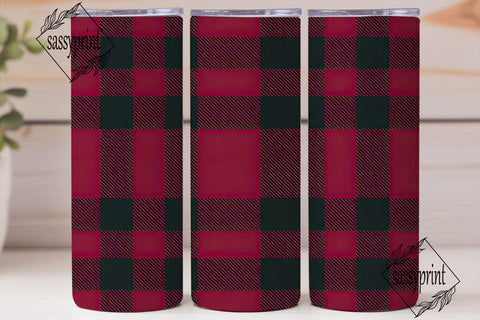 Red Black Buffalo Plaid Tumbler Wrap PNG Sublimation sassyprint 
