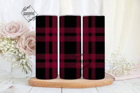 Red Black Buffalo Plaid Tumbler Wrap PNG Sublimation sassyprint 