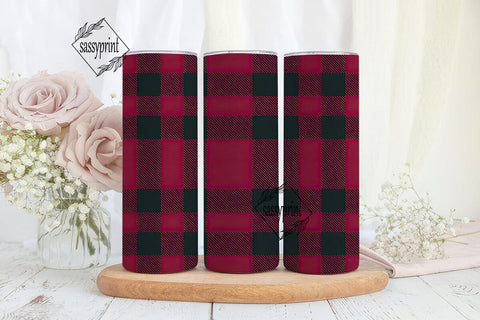 Red Black Buffalo Plaid Tumbler Wrap PNG Sublimation sassyprint 