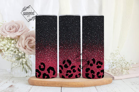 Red Black Glitter Leopard 20oz Tumbler Sublimation sassyprint 