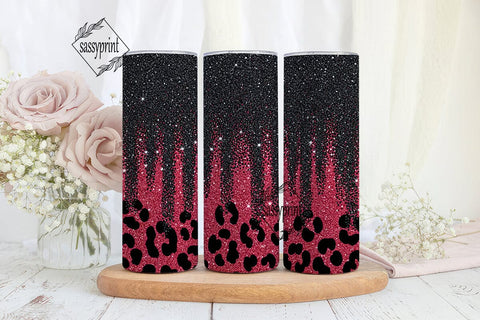 Red Black Glitter Leopard 20oz Tumbler Sublimation sassyprint 