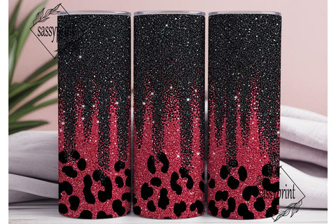 Red Black Glitter Leopard 20oz Tumbler Sublimation sassyprint 