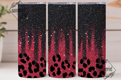 Red Black Glitter Leopard 20oz Tumbler Sublimation sassyprint 