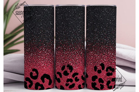 Red Black Glitter Leopard 20oz Tumbler Sublimation sassyprint 